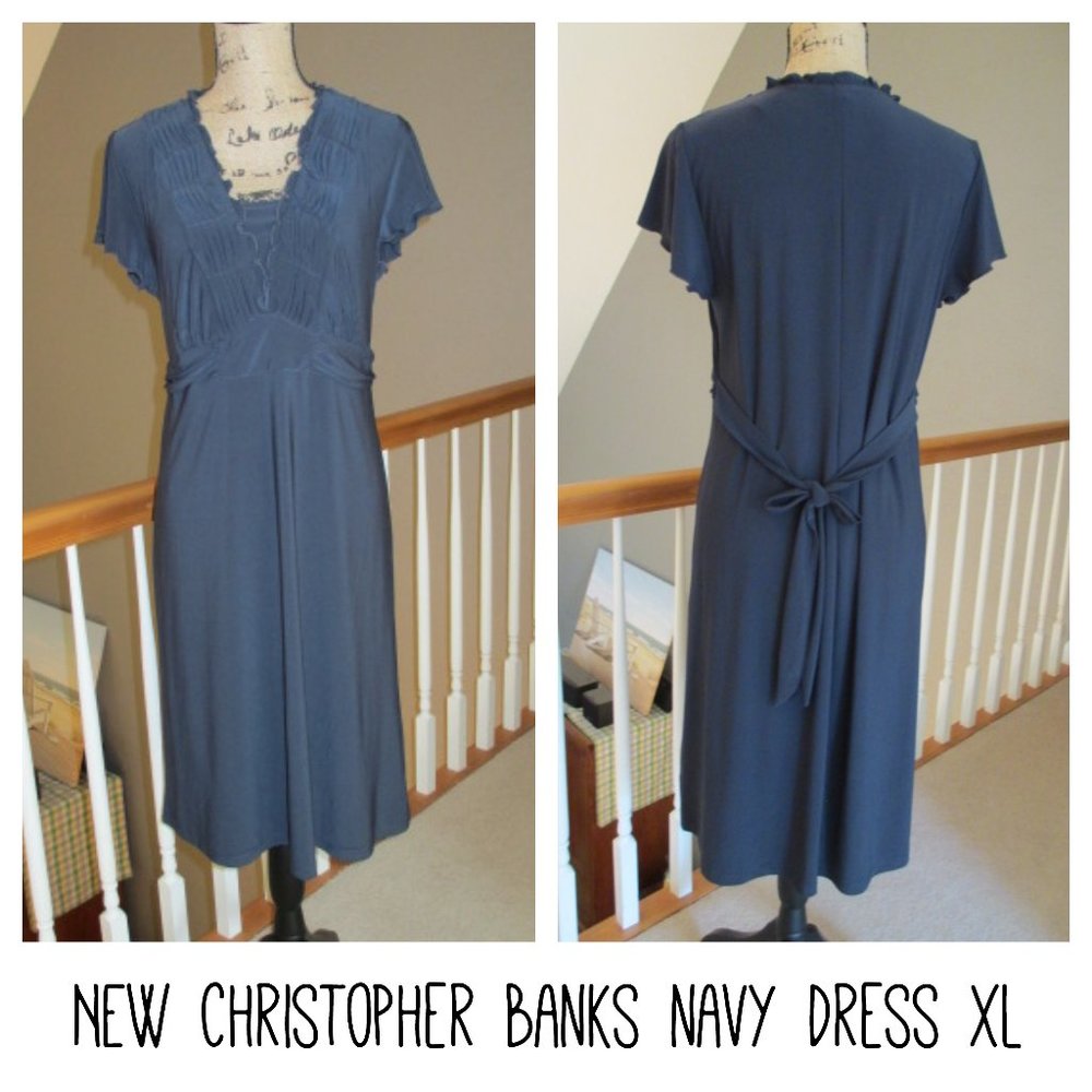 New NWT Christopher & Banks Navy Dress Size XL